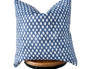 NEW/ Floral Fabric Pillow Cover，light indigo blue and white background