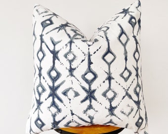 Navy blue and white pillow cover ,navy blue Ikat pillow cover ,for sofa pillow cover