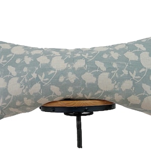 Block print linen pillow, Antique blue and natural floral linen pillow cover, lumbar pillow cover 12x20”14x20”14x30”14x34