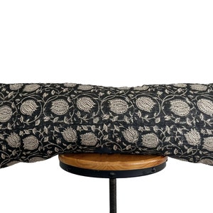 Block print  linen fabric pillow cover. Black Floral Lumbar pillow cover . 12x20”14x20”14x30”14x34”(fit 14x36” insert )