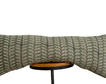 Almohada de lino con estampado de bloques, funda de almohada de lino natural floral verde/gris, funda de almohada lumbar 12x20"14x20"14x30"14x34"