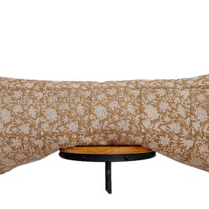 Block print linen pillow, camel and natural floral linen pillow cover, natural linen lumbar pillow cover 12x20”14x20”14x30”14x34”14x46”