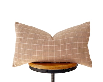 Chiangmai cotton fabric pillow, light Rusty check pillow cover, lumbar pillow cover 12x20”14x30”14x30”14x34”