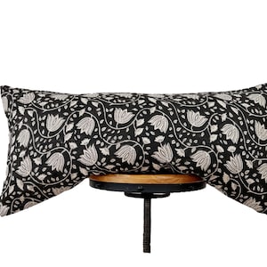 Block print  linen fabric pillow cover. Black Floral Lumbar pillow cover . 12x20”14x20”14x30”14x34”(fit 14x36” insert )