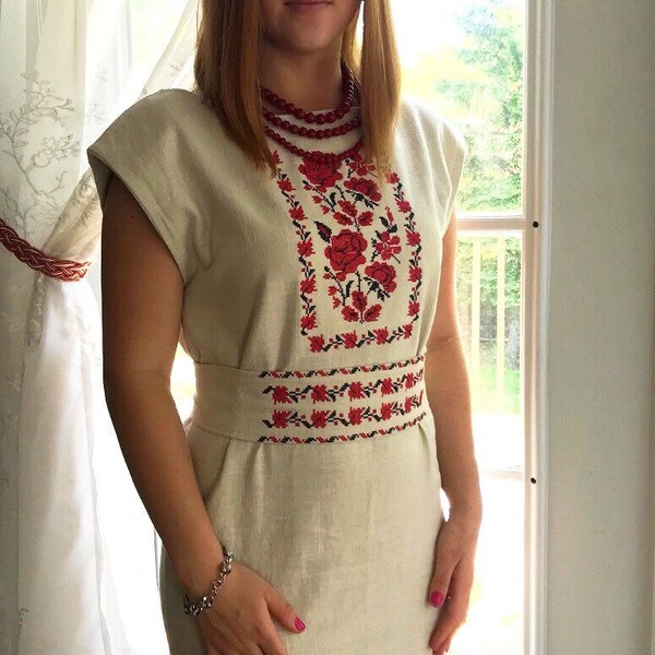 Embroidered Dress Etsy