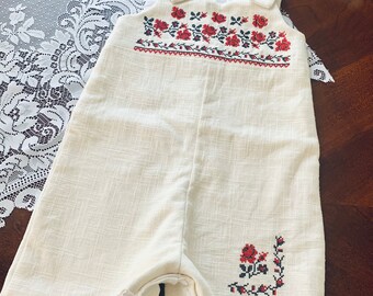 Embroidered Linen Cotton Romper, Baby Girl Vyshyvanka, Toddler Ukrainian, European Boho Outfit, Summer Spring Onesie, Christening Gift