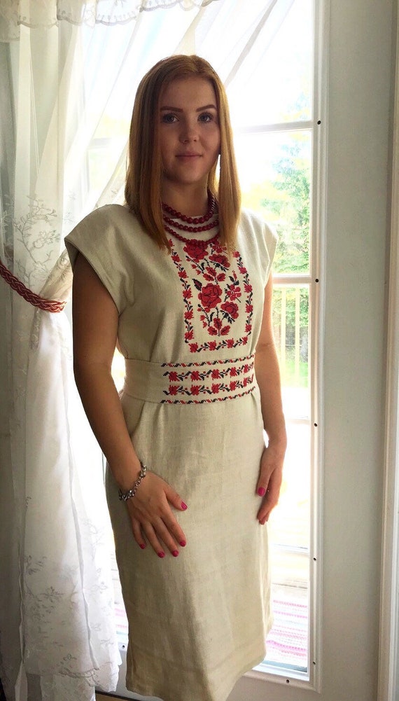 Linen Embroidered Dress, Vyshyvanka Blouse, Sleeveless Embroidered Tunic Top, Embroidery Fashion, Summer Dresses, Polish Girl