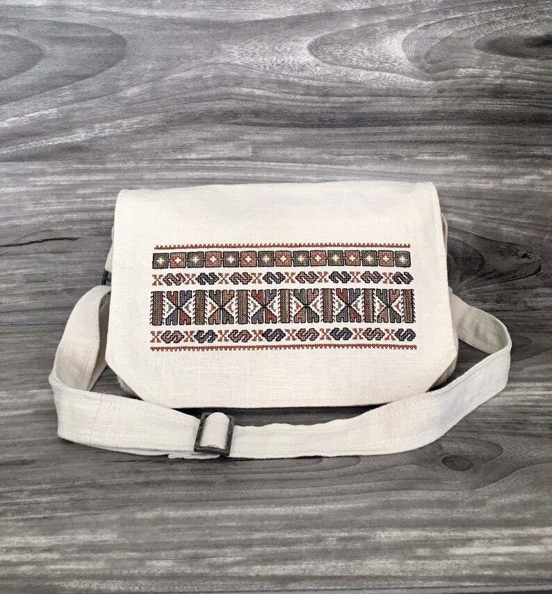 embroidered messenger bag