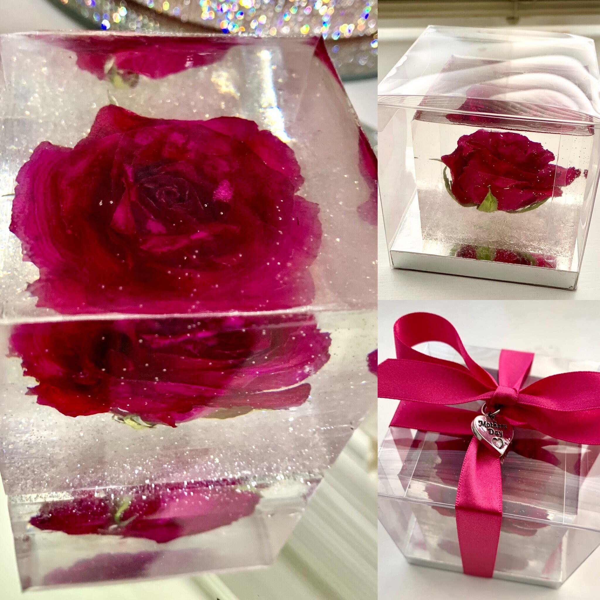 REAL rose preserved in resin Etsy