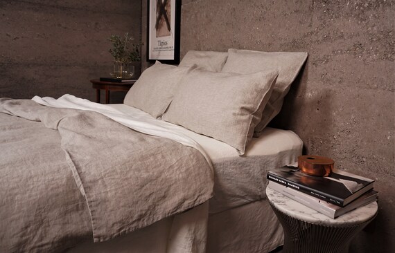 Contemporary Linen Duvet Cover Natural Stonewashed Softened Etsy
