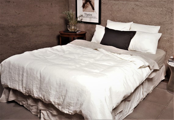 Off White Linen Duvet Cover Set With 2 Pillowcases Etsy