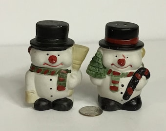 Salt And Pepper Shakers, Ceramic Snowmen, China