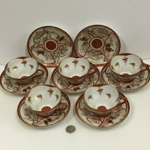 Kutani Teacups And Saucers From Japan - H