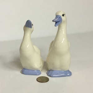 Salt and Pepper Shakers Porcelain Male and Female Ducks