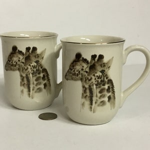 Giraffe Coffee Mugs, Otagiri Japan, Gibson Greeting Cards, Inc., Porcelain