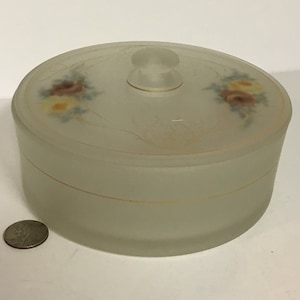 Frosted Glass Trinket, Jewelry, Candy Dish With Lid