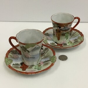 Bibi Nippon Geisha Teacups And Saucers Japan - H