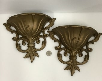 Pair Homco Pocket Wall Hangings, Sconces, Made In USA 1962 - J