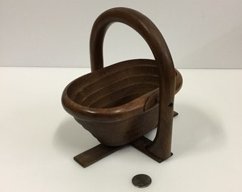 Collapsible Wood Basket, Handmade - F