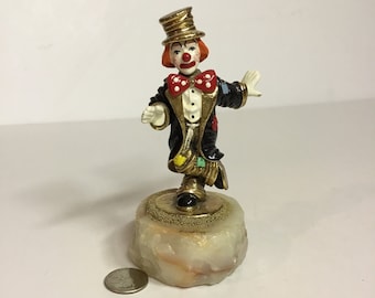Ron Lee Clown, 1995, Signed, Onyx, Pewter, 24k Gold Painted