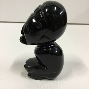 Solid Black Glass African Woman Figurine