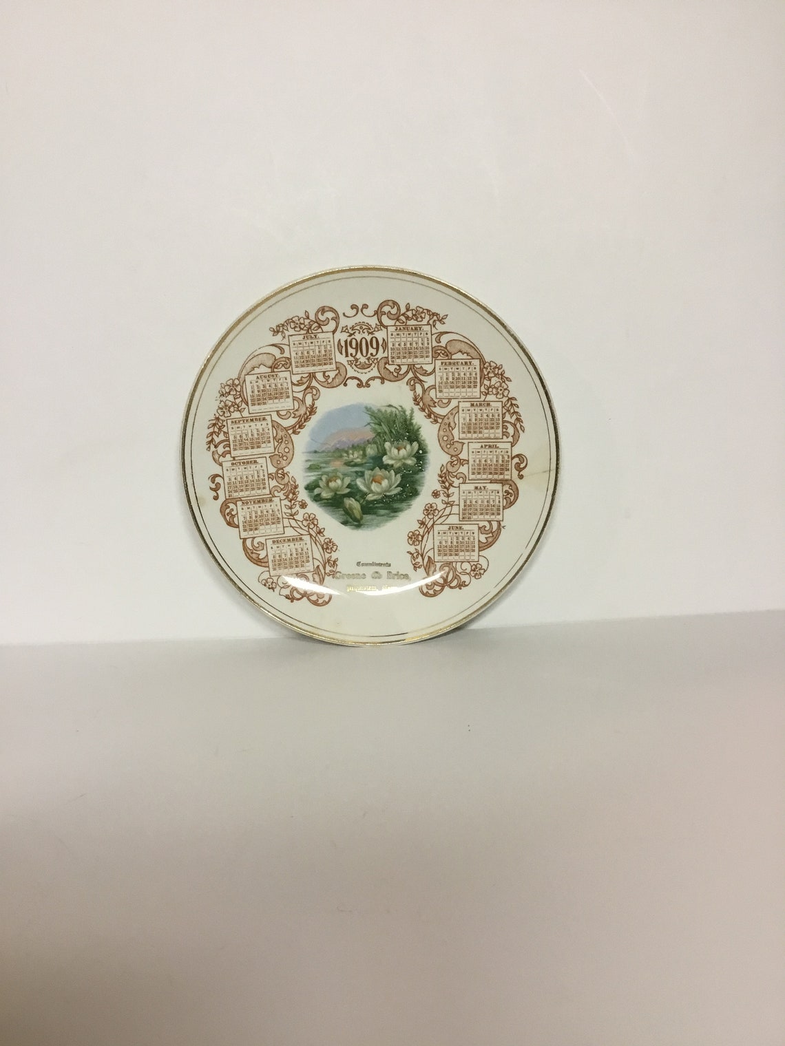 American China Company 1909 Calender Plate Etsy