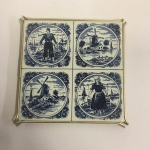 Mettlach Dutch ceramic blue tile