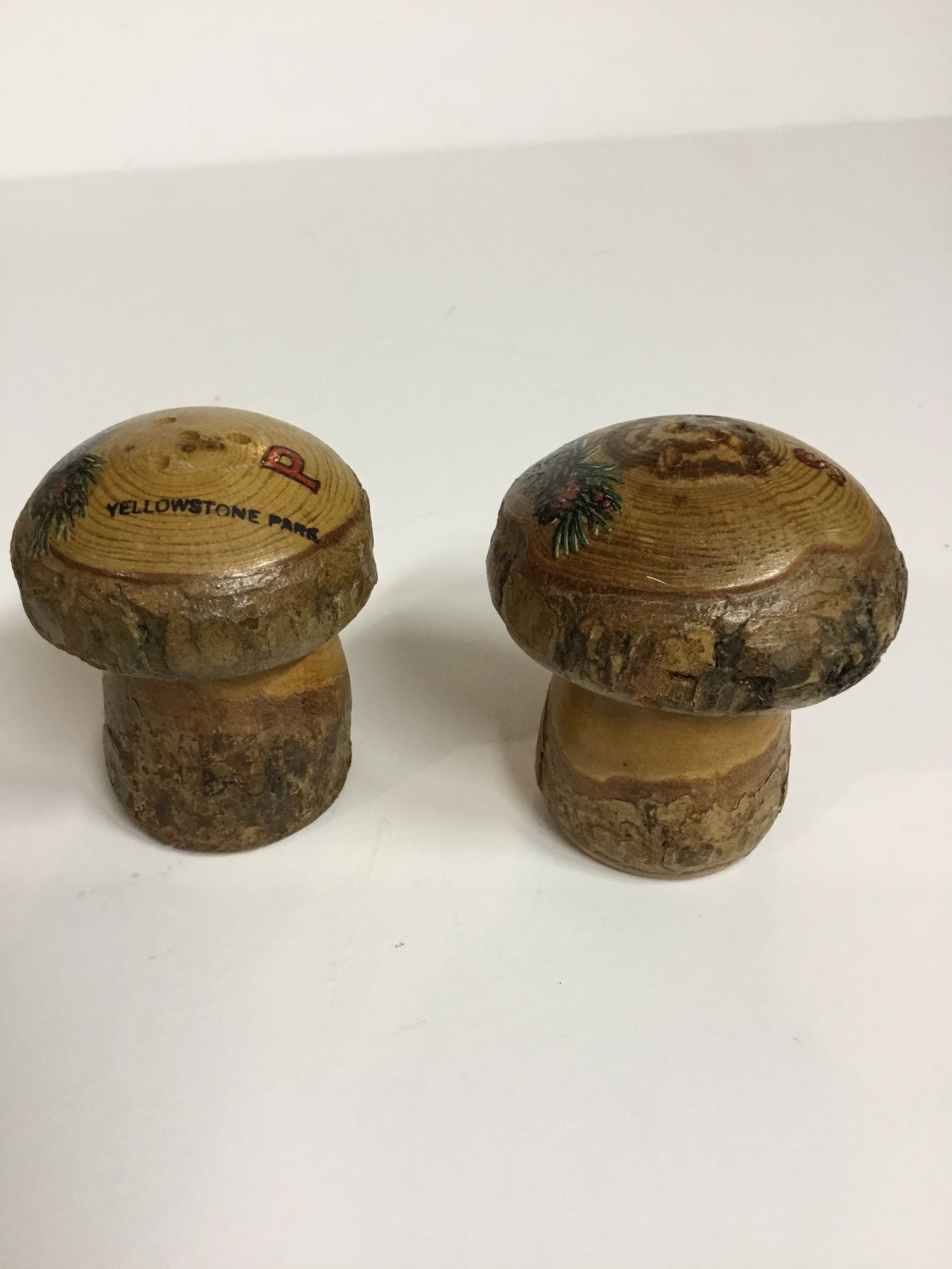 Salt and Pepper Shakers Wood Mushrooms Souvenir Yellowstone Etsy