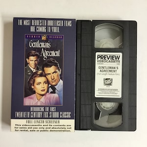 Screener, Gentlemen’s Agreement, 1947, Gregory Peck, Dorothy McQuire, John Garfield, VHS, -B