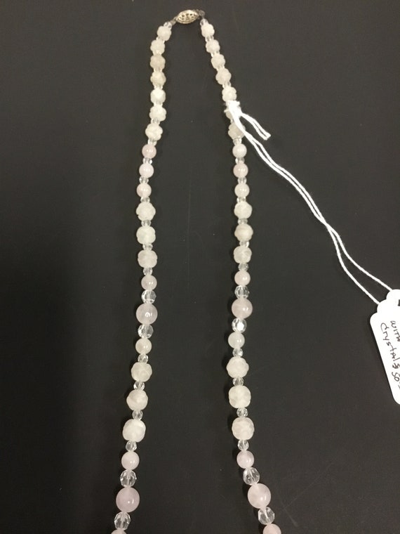 28in Rose Quartz And White Crystal Beads With Swa… - image 6