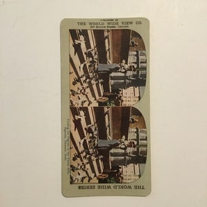 Scheda stereoscopio, Nutrire i piccioni, Firenze, Italia