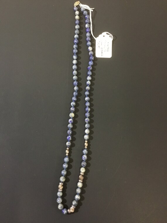 28in Sodalite Necklace 6mm Beads Hand Knotted Vin… - image 4