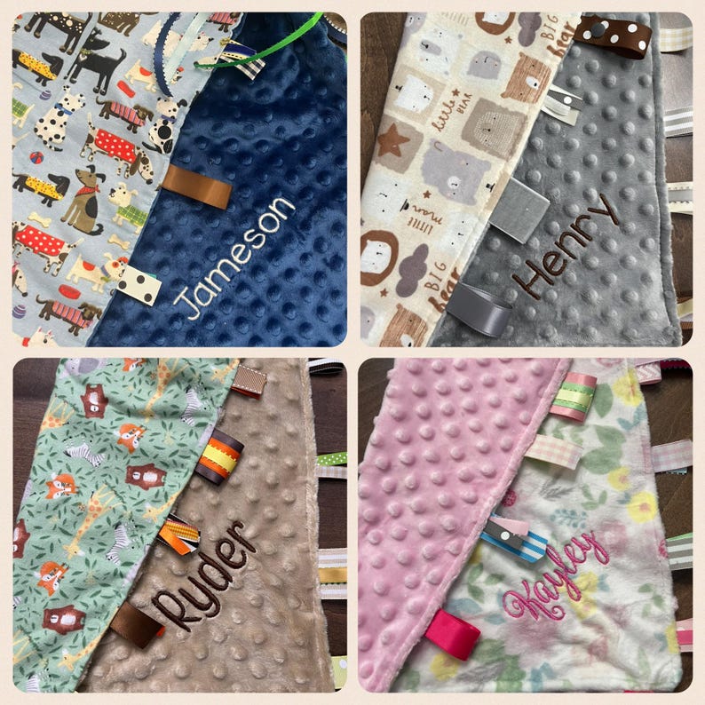 Manta de bebé personalizada Bigger Tag Cuddle, regalo para baby shower en felpa bordada y suave al tacto. imagen 14