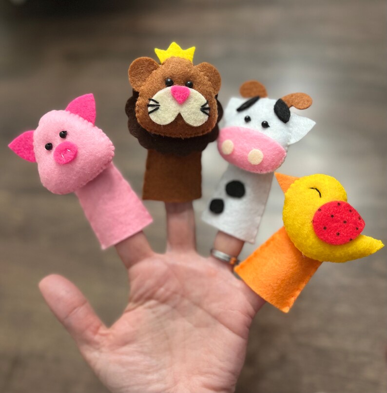 Set of 9 Felt Finger Puppets Etsy