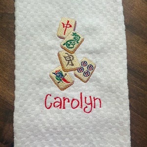 Mah Jongg Hand Towel, Mah Jong Kitchen Decor, Mahjong, Mahj, Mahjongg Gift, Mah-Jongg Lovers