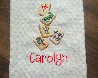 Mah Jongg Hand Towel, Mah Jong Kitchen Decor, Mahjong, Mahj, Mahjongg Gift, Mah-Jongg Lovers