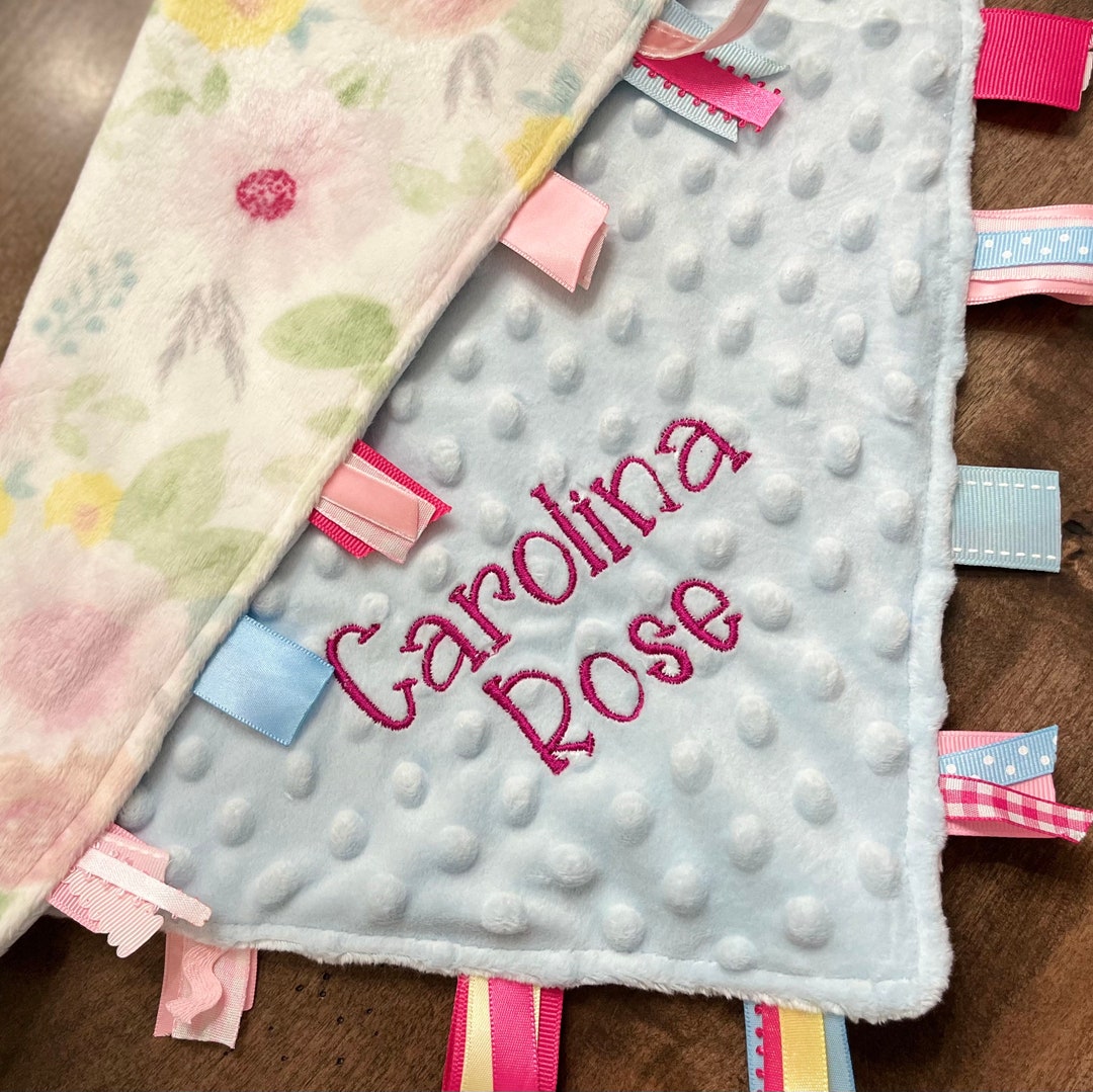 Custom Baby Blanket Personalized Minky Rainbow Baby Blanket Tag Blanket