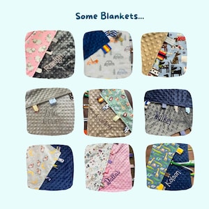 Manta de bebé personalizada Bigger Tag Cuddle, regalo para baby shower en felpa bordada y suave al tacto. imagen 9