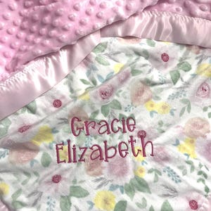 Personalized Satin Edge Minky Dot Baby Blanket- Baby Girl Blanket, Customization Options