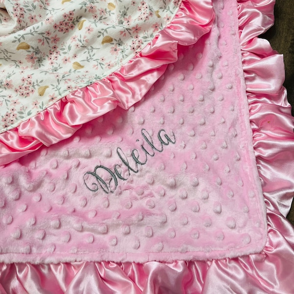 Girl's Print Bamboo Ruffle Toddler Blanket - Baby Rose Tie Dye main image 1