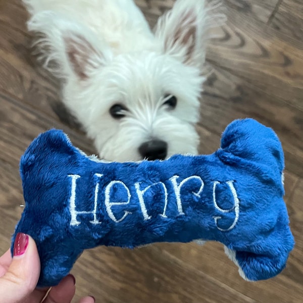 Personalized New Puppy Gift, Stuffed Plush Squeaky Dog Toy, Puppy Chew Toys for Teething, Interactive Puppy Toys, Pet Embroidered Name