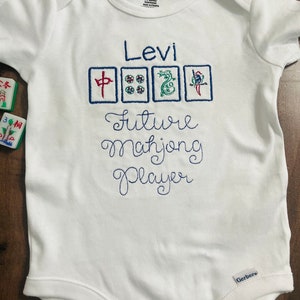 Custom Mahjong Baby Shirt, Mah Jongg Bodysuit, Gift for Mahjong Lover, Mah-jongg Kids Tshirt