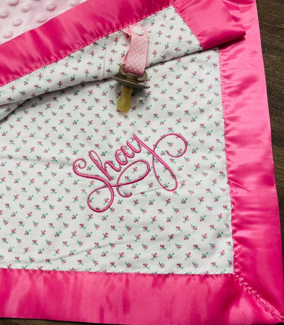 Custom Baby Blanket With Satin Edge Trim Personalized Gift Etsy