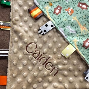 Personalized Safari Baby Blanket: Custom Embroidered Flannel & Minky Lovey