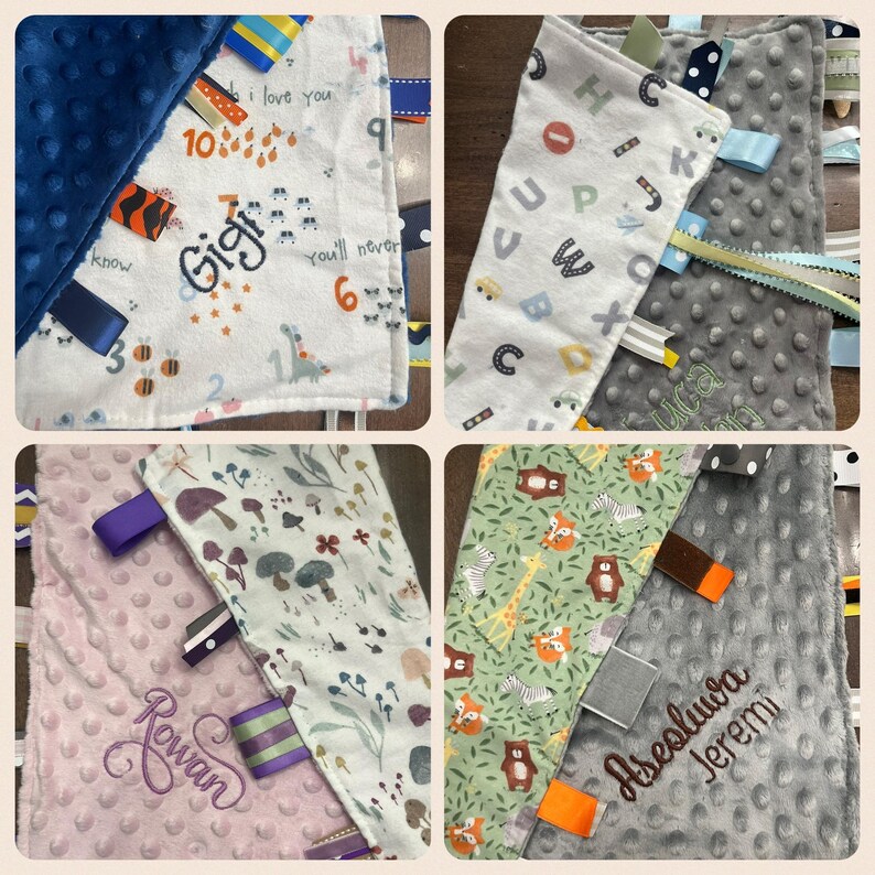 Manta de bebé personalizada Bigger Tag Cuddle, regalo para baby shower en felpa bordada y suave al tacto. imagen 13