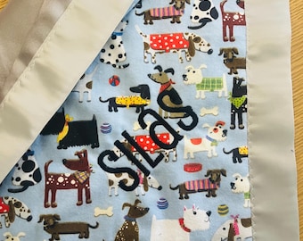 Personalized Satin & Flannel Baby Blanket: Monogrammed Lovie with Ribbon