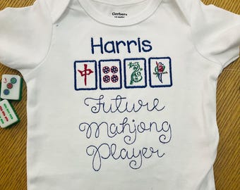 Custom Mahjong Baby Shirt, Mah Jongg Bodysuit, Gift for Mahjong Lover, Mah-jongg Kids Tshirt
