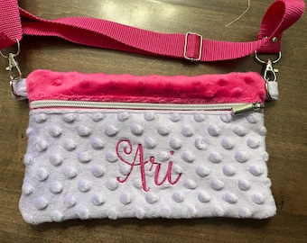 Custom Minky Dot Fanny Pack: Personalized Kids Crossbody Bag