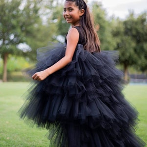 Girl Birthday dress/Flower Girl Dress/tulle high low dress/tulle full dress girls