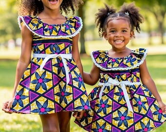 Handmade Ankara Dress – Vibrant African Print Cotton Girls' Dress